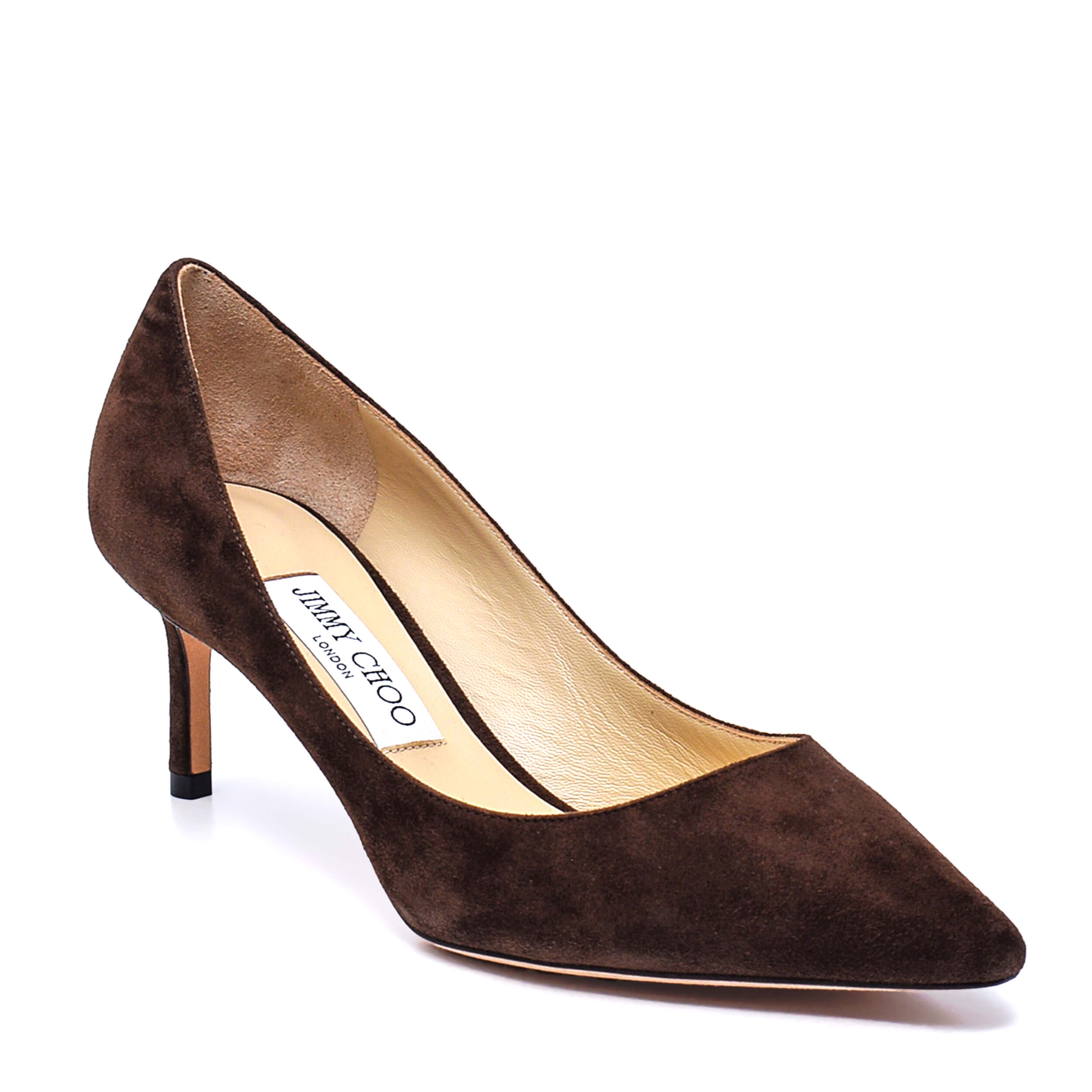 Jimmy Choo - Brown Suede Romy 60 MM Pointy Toe Pumps / 38